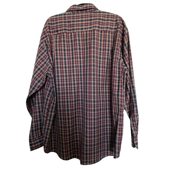 Pendleton Virgin Wool Plaid Button Shirt Burgundy Navy XL Old Money Western - Picture 6 of 7